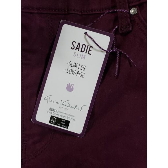 Gloria Vanderbilt Jeans Sz 14 Womens Purple Low Rise Sadie Slim Straight NWT - Picture 4 of 16